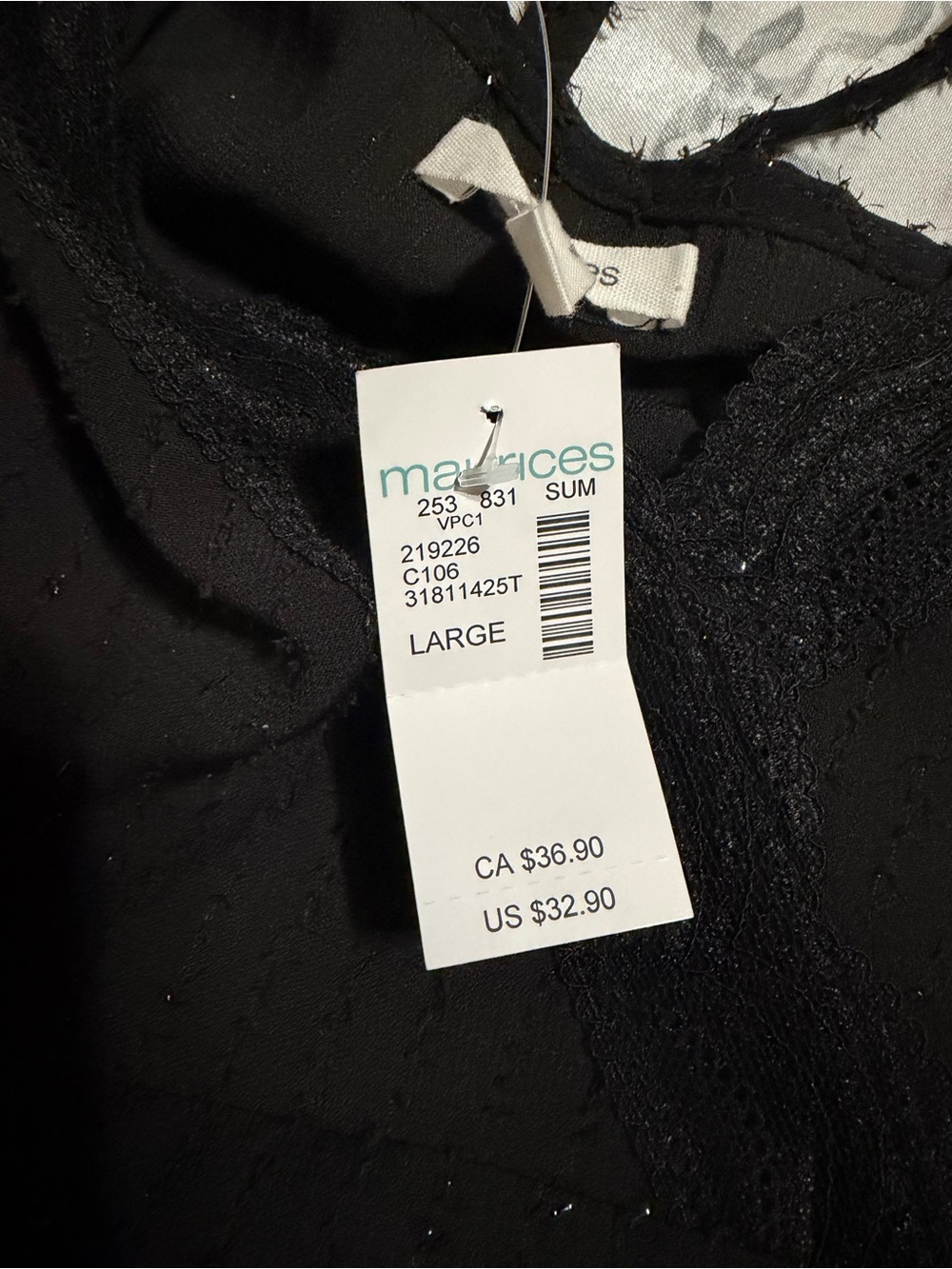 Maurices Black Lace-Trim V-Neck Camisole - Picture 3 of 4